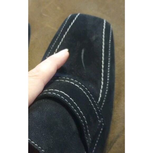 Aquatalia Carmeline Black Suede Loafer Size 8.5 Healed Black Loafer Slip On - Picture 10 of 10